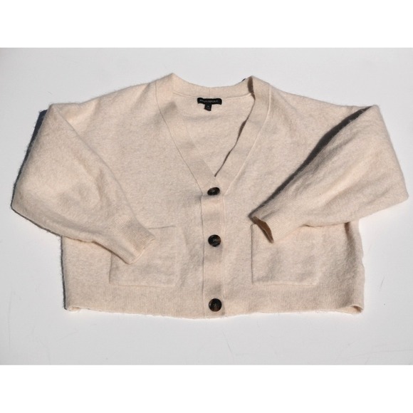 Banana Republic Ivory Wool/Alpaca Cardigan Sweater XL Button Front - Picture 4 of 7